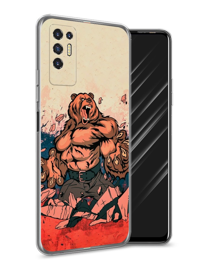 

Чехол Awog на Tecno Pova 2 "Медведь с флагом РФ", Разноцветный, 300550-2