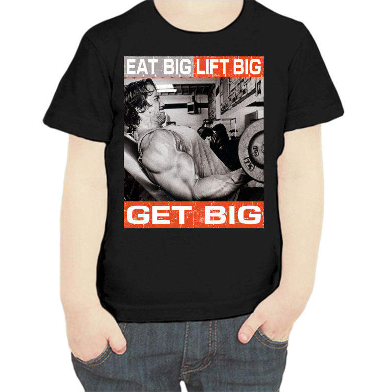 

Футболка мальчику черная 34 р-р eat big lift big get big, Черный, fdm_eat_big_lift_big