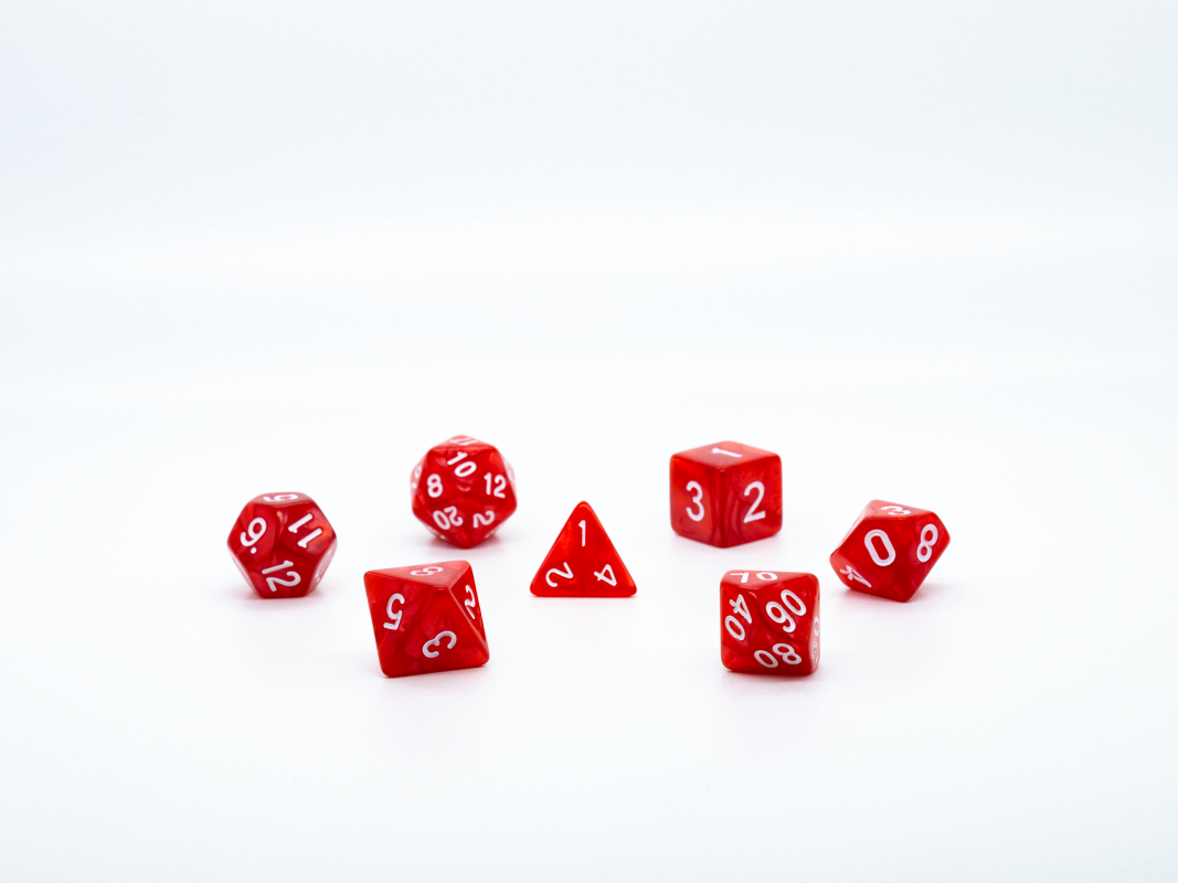 

Набор кубиков для D&D, Dungeons and Dragons, ДнД, Pathfinder красный мрамор, MGP03