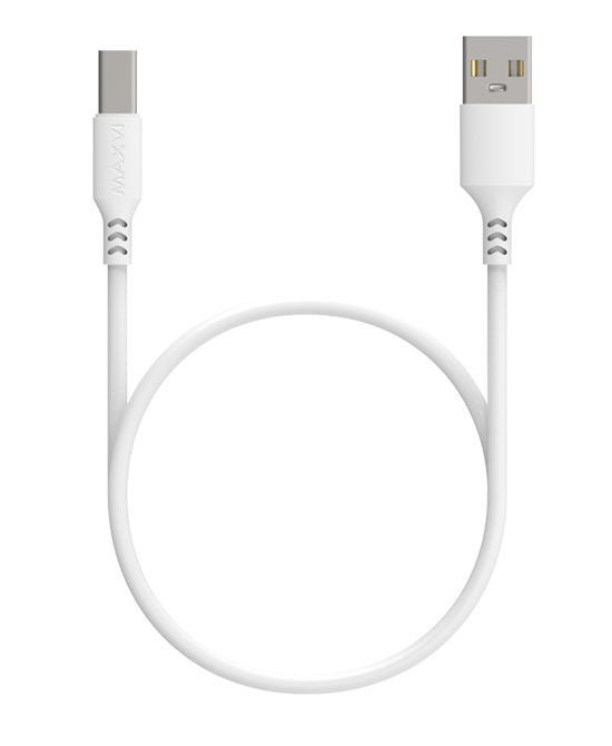 Кабель Maxvi (MC-A02L) USB - Type-C удлиненный разъем, 2A, 1 м, белый