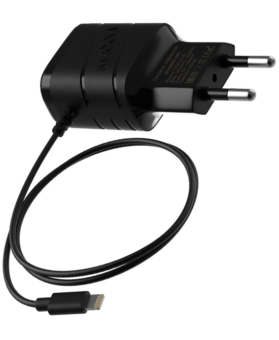Сетевое зарядное устройство Maxvi TCM-101LB 1xUSB кабель lightning, черный