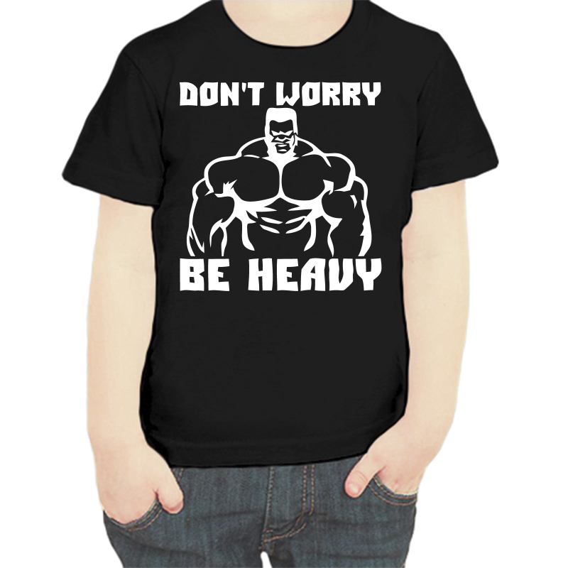 

Футболка мальчику черная 30 р-р dont worry be heavy, Черный, fdm_dont_worry