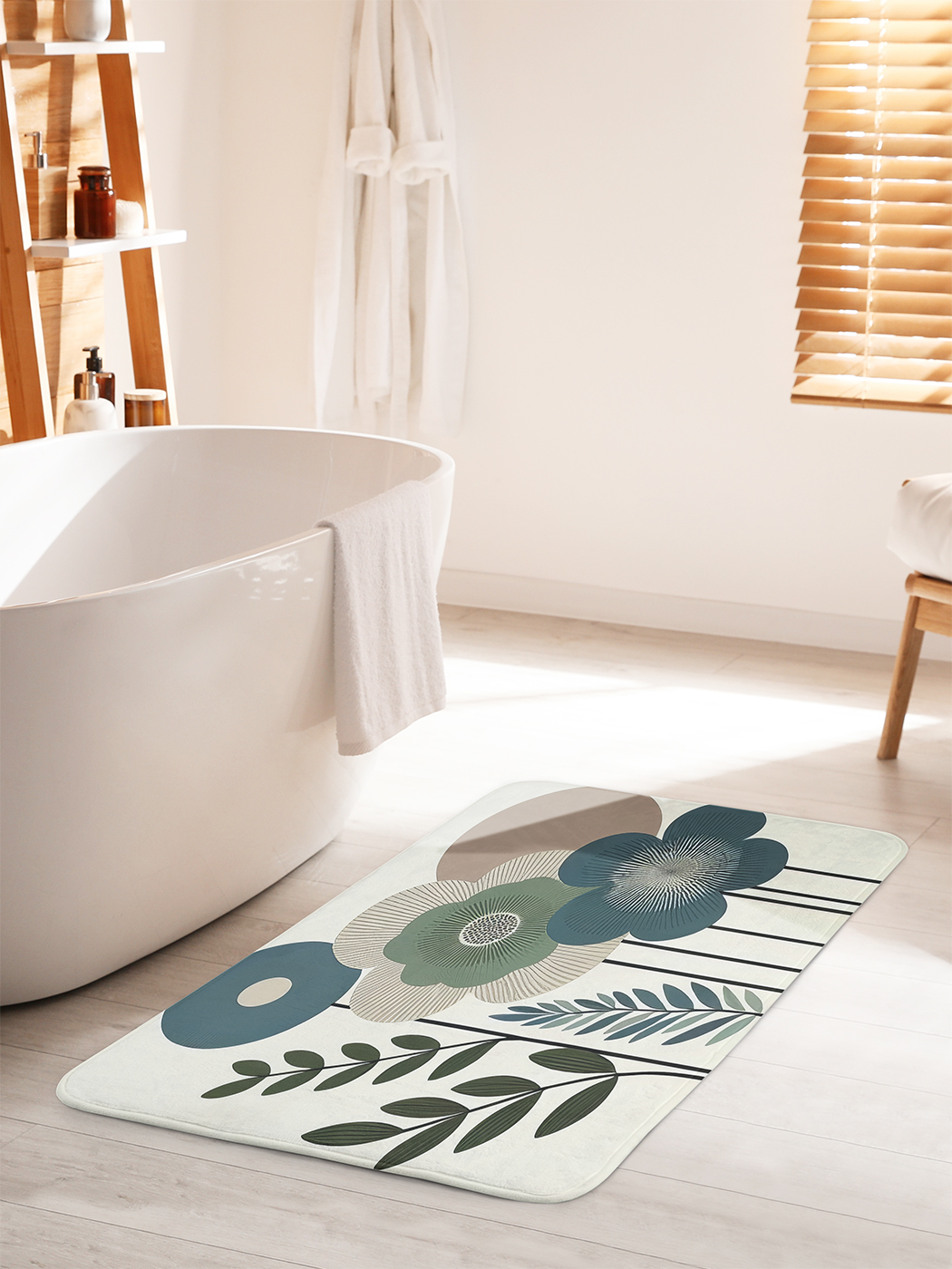 

Коврик для ванной туалета душа JoyArty "Рисунок цветов", bath_sd3402_60x100