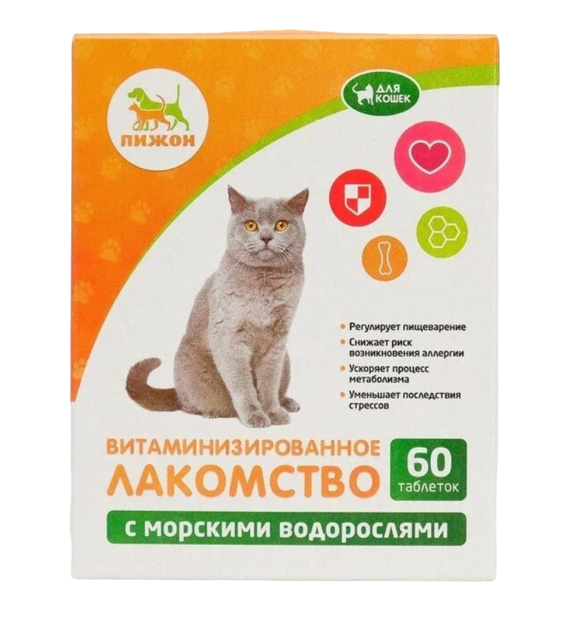 

Лакомство для кошек Пижон с морскими водорослями, 60 табл