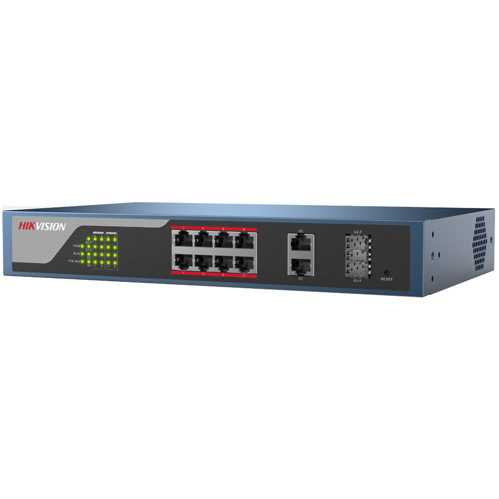 

PoE-свитч (Web-интерфейс) Hikvision DS-3E1310P-E с 8 PoE-портами, DS-3E1310P-E