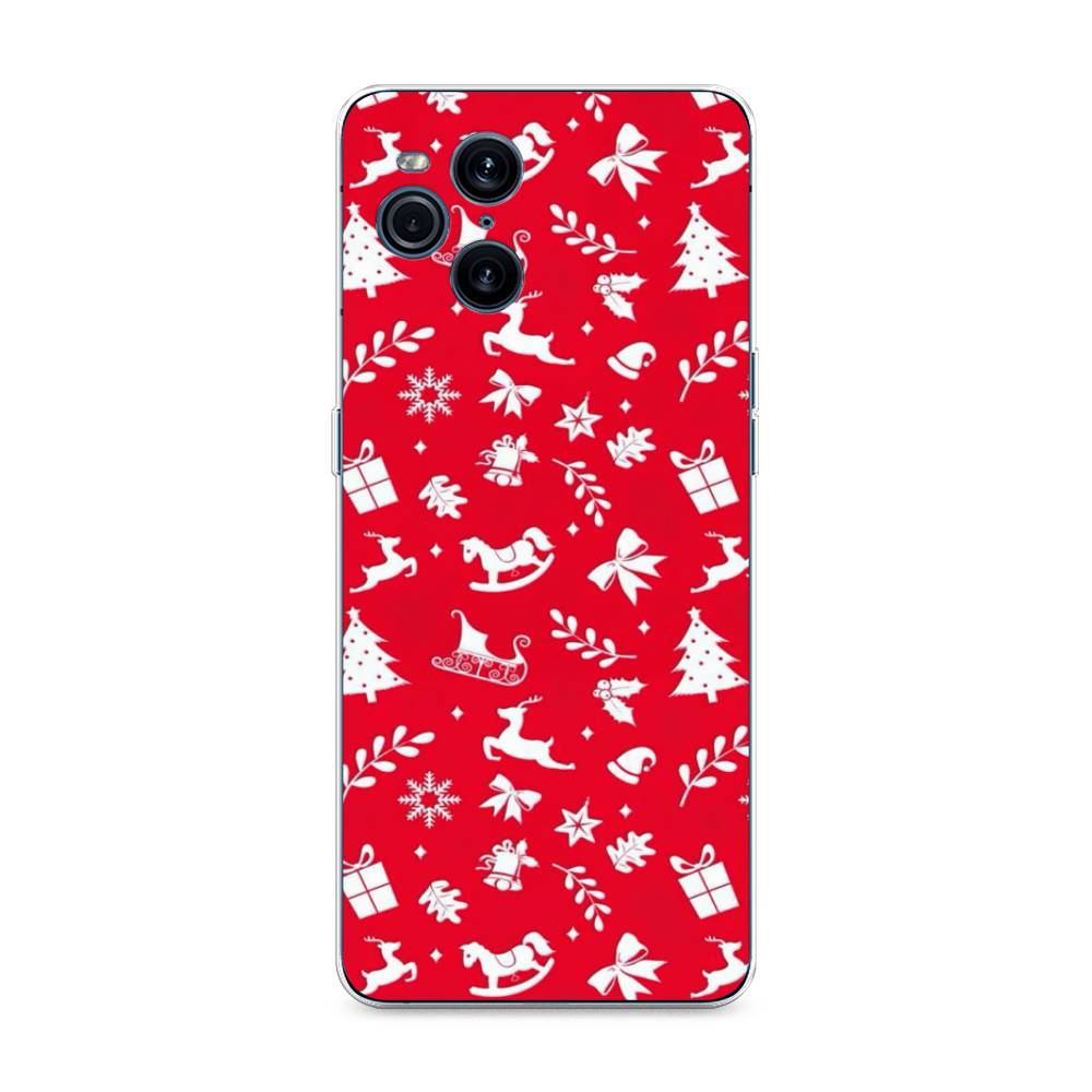 

Чехол для Oppo Find X3 Pro "Красный новогодний фон", Красный;белый, 255750-5