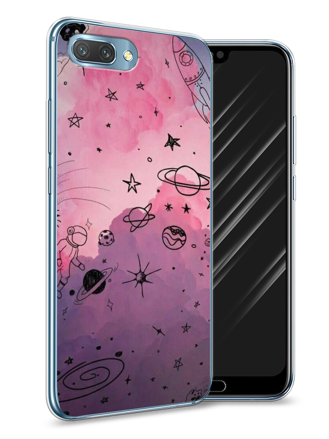 

Чехол Awog на Honor 10 "Радуга планет 3", Черный;розовый, 65350-4