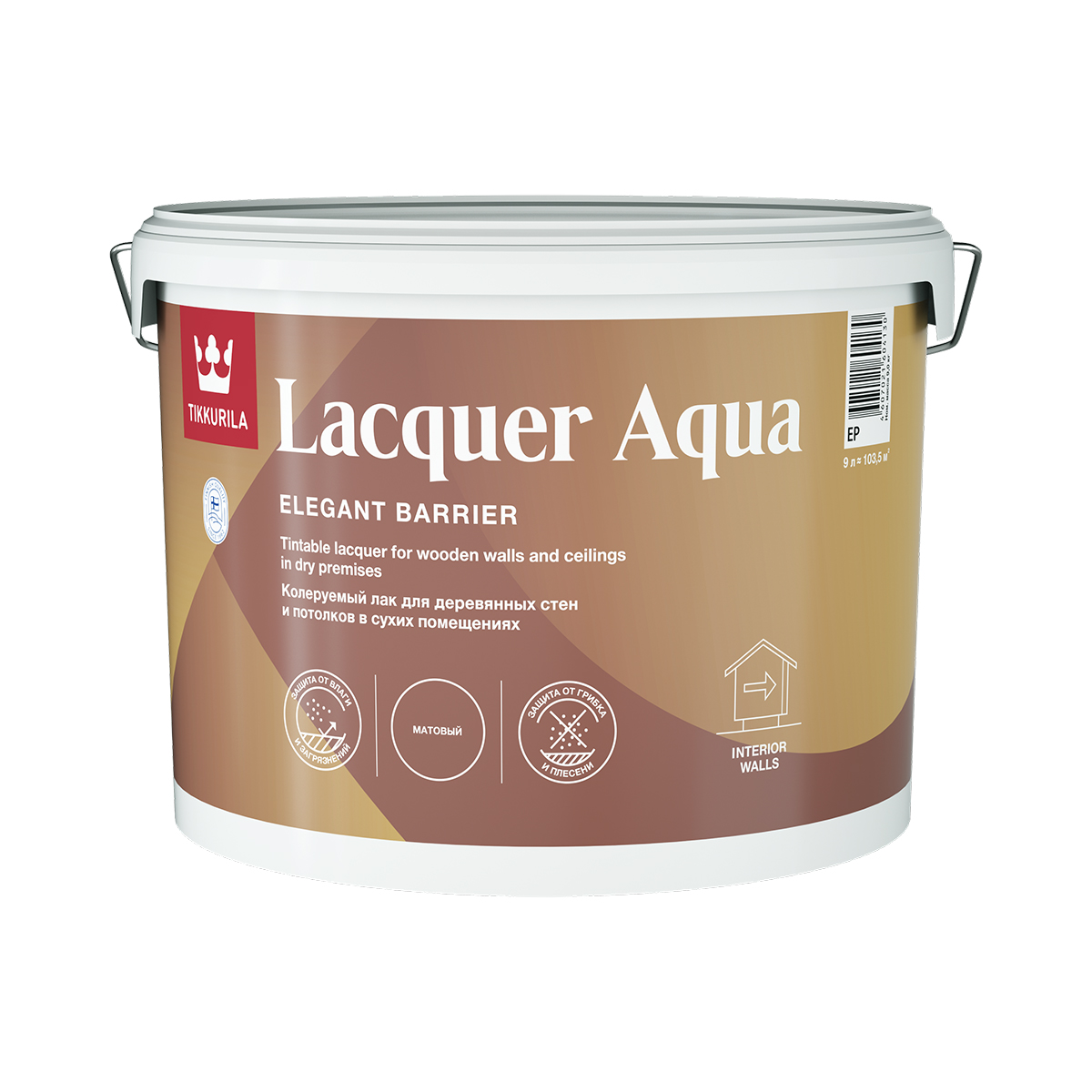 Лак Tikkurila Euro Lacquer Aqua 700001139 бесцветный 9л 9кг 13754₽