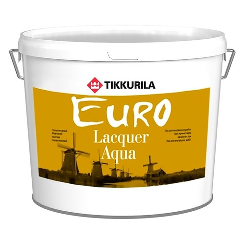 фото Лак tikkurila euro lacquer aqua (700001139) бесцветный 9л 9кг