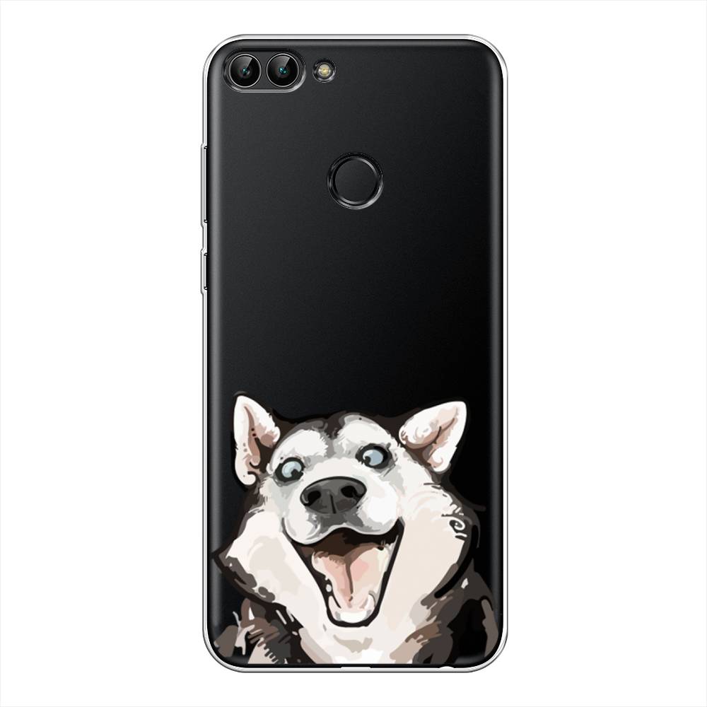 

Чехол Awog на Huawei Y9 2018 "Радостный хаски", Белый;голубой;черный, 64950-1