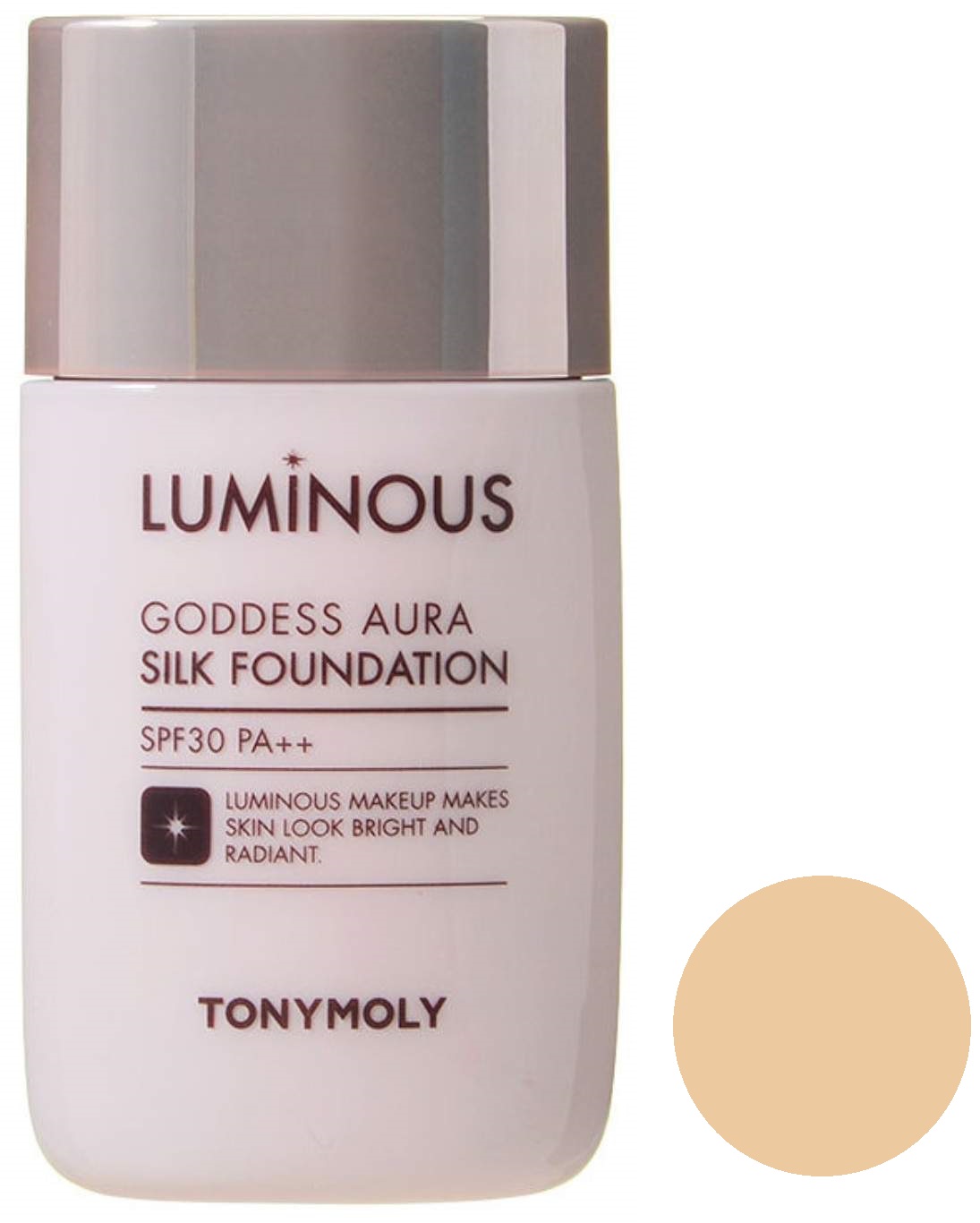 Основа для макияжа Tony Moly Luminous Goddess Aura Silk Foundation 02 Warm Beige 45 мл shik кисть для макияжа shik foundation ворс таклон
