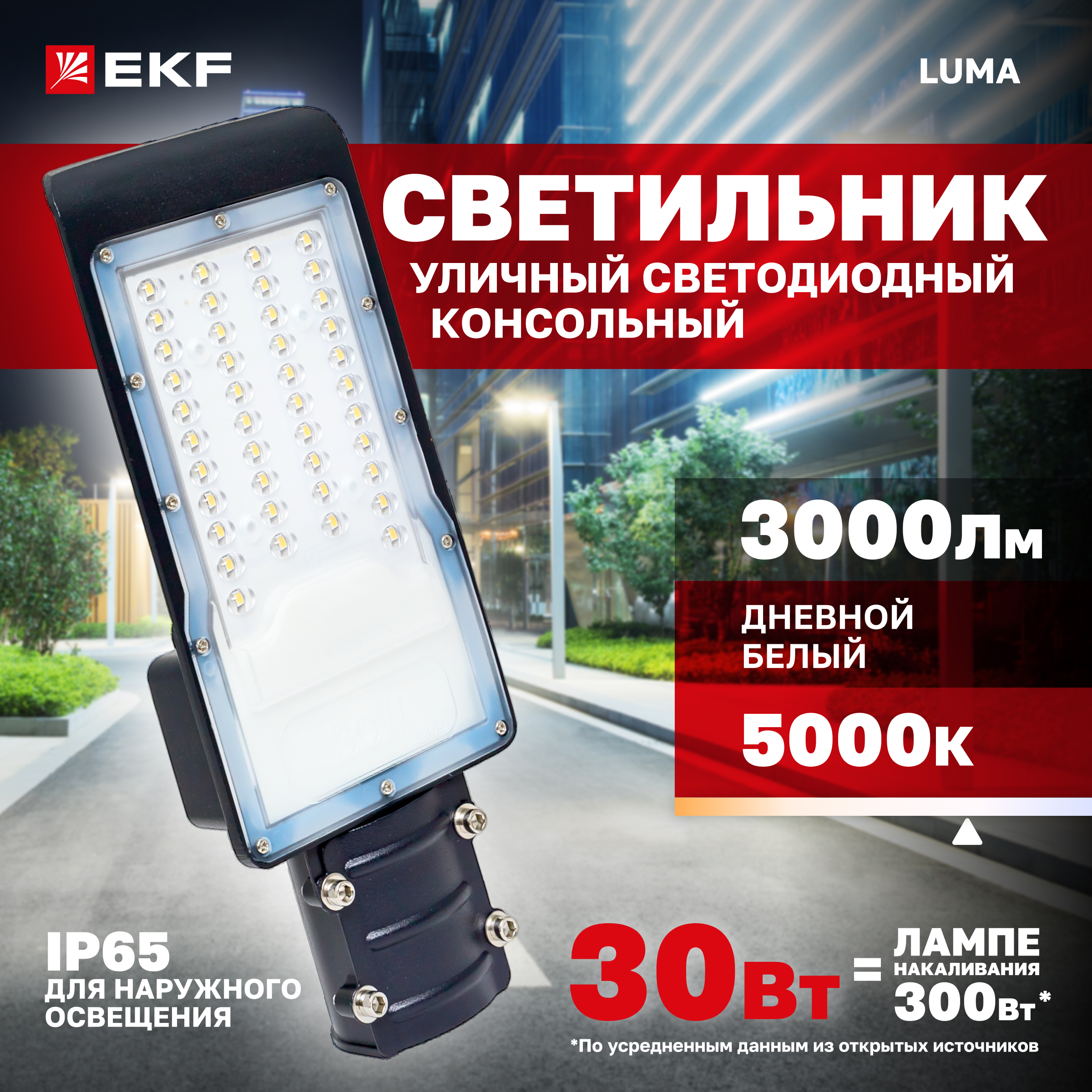 Светильник светодиодный консольный ДКУ-9001-Ш 30Вт 5000К IP65 EKF PROxima