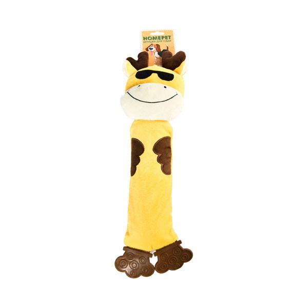 фото Игрушка-пищалка, мягкая игрушка для собак homepet лось, желтый, коричневый, 43 см