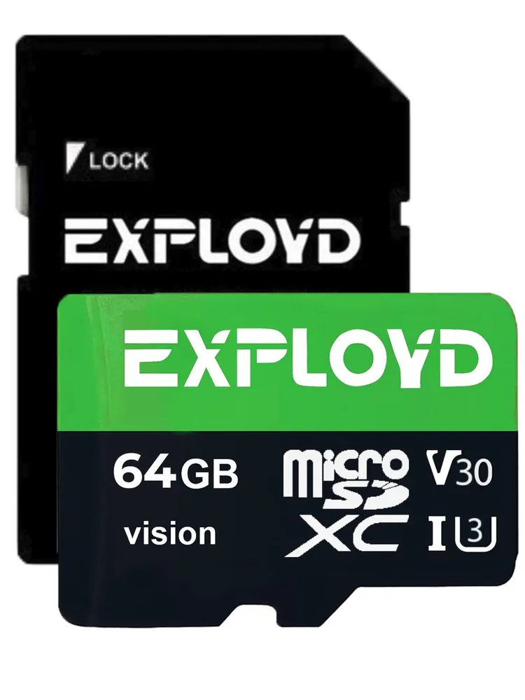 Карта памяти EXPLOYD Micro SDXC Гб (EX64GCSDXC10-U3-V30)