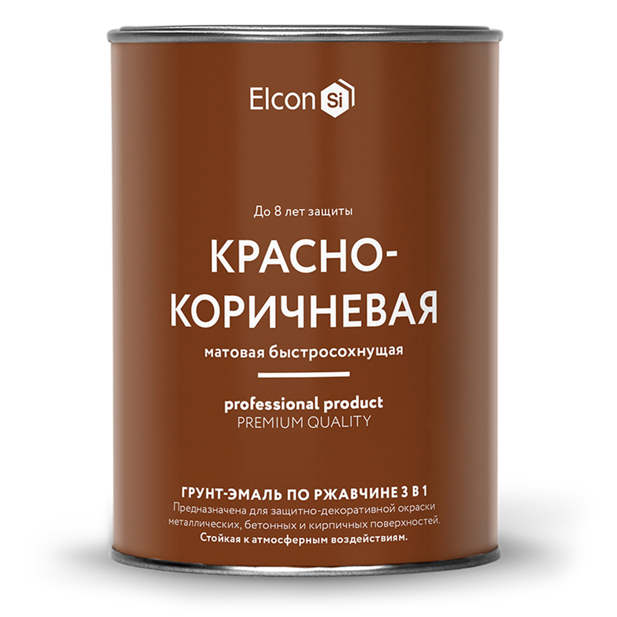 Грунт-эмаль по ржавчине Elcon 3 в 1, матовая, 0,8 кг, RAL 3009, красно-коричневая