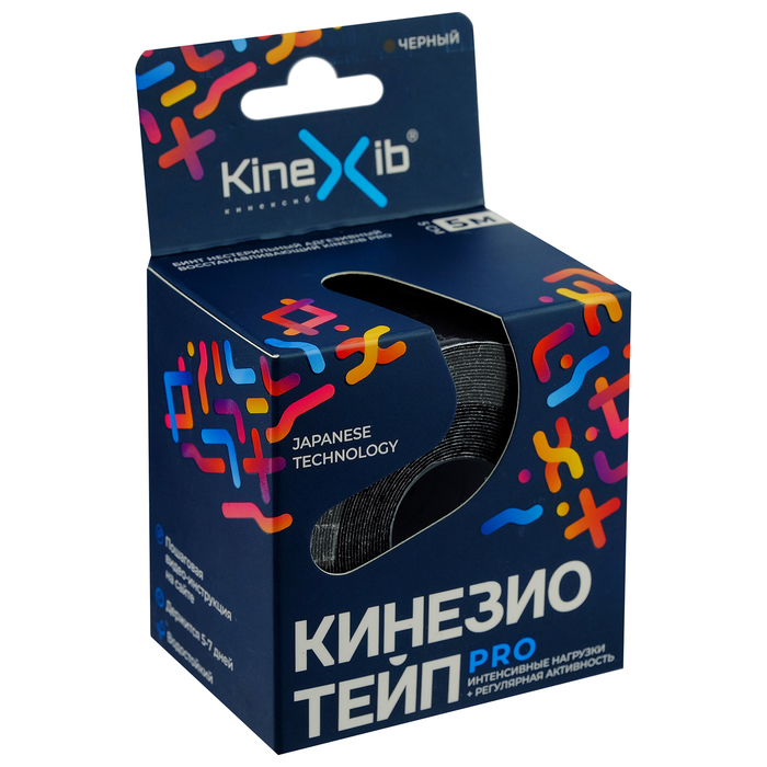 фото Кинезио-тейп kinexib pro, 5 м х 5 см, чёрный