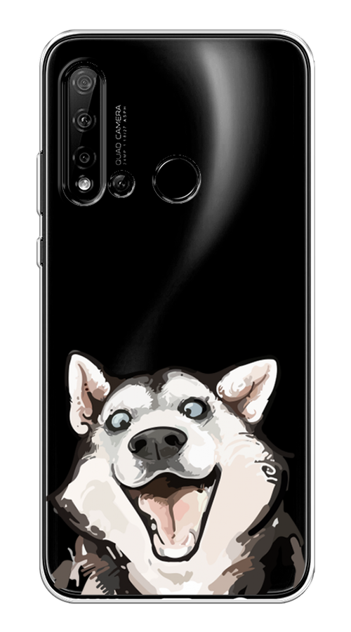 

Чехол Awog на Huawei P20 lite 2019 "Радостный хаски", Белый;голубой;черный, 69750-1