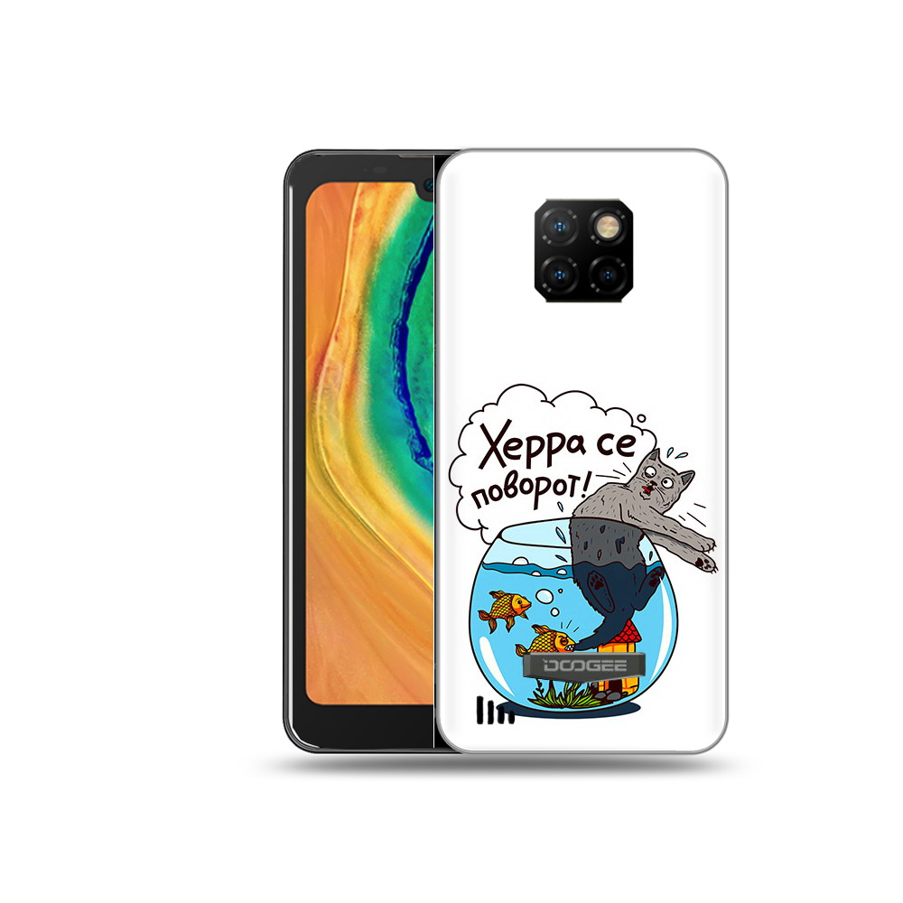 

Чехол MyPads Tocco для Doogee S88 Plus Рыбы с котом, Прозрачный, Tocco