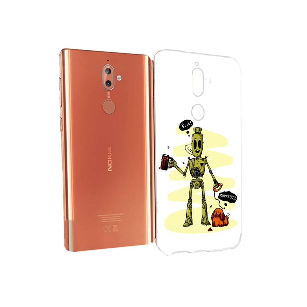 

Чехол MyPads Tocco для Nokia 9 прикольный робот (PT126479.94.557), Прозрачный, Tocco