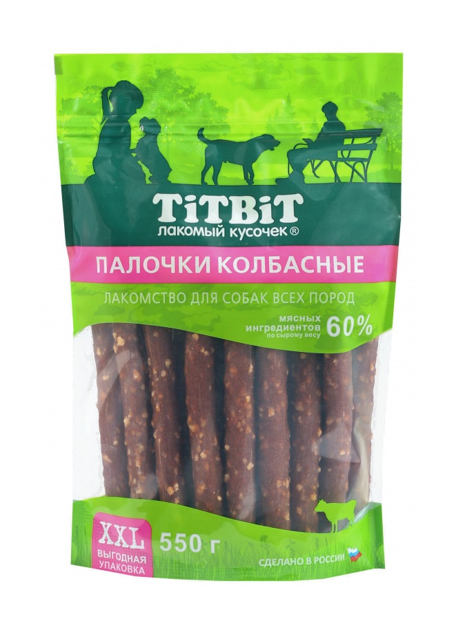 

Лакомство для собак Titbit Палочки колбасные, 550 г