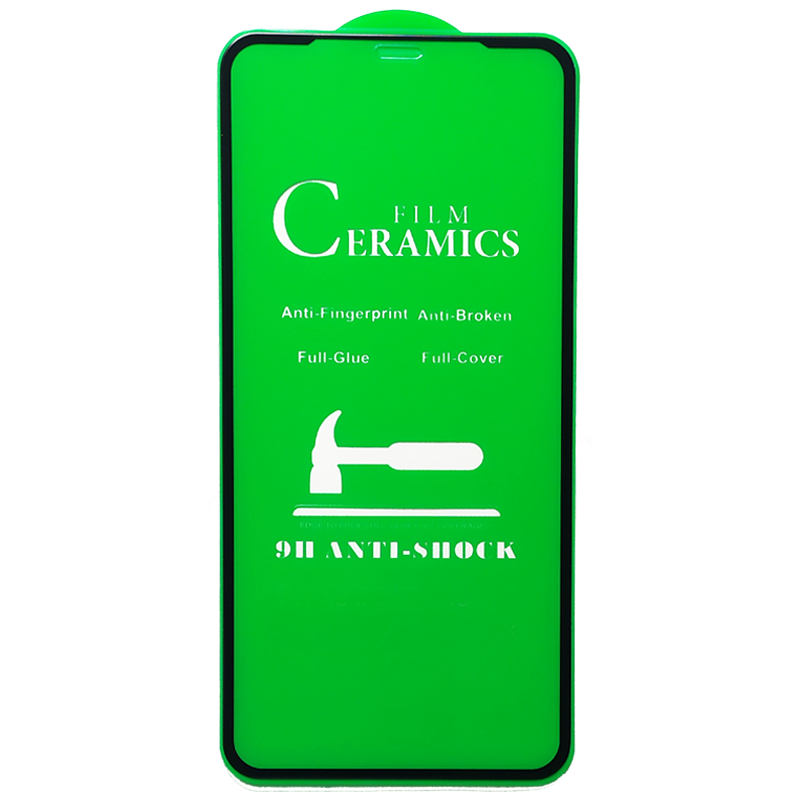 Защитная пленка ceramics для iphone 12 pro 6.1, гибкое глянцевое, прозрачный+черная рамка