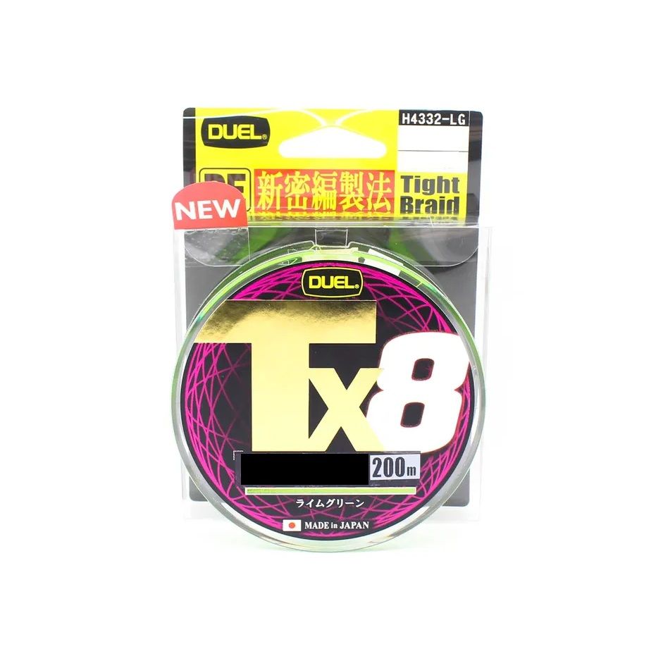 

Плетеный шнур Duel PE Tx8 200м Lime Green #0,6 (0,13мм) 6,4kg, Желтый, PE Tx8