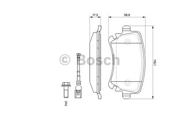 

Тормозные колодки Bosch задние с датчиком износа для Volkswagen T5, Multivan 986494108