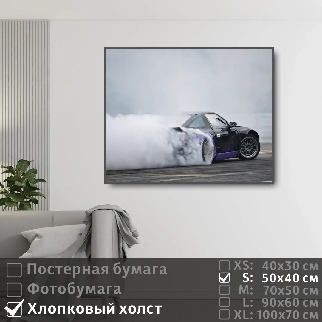 

Постер на холсте ПолиЦентр Авто дрифт 50х40 см, АвтоДрифт