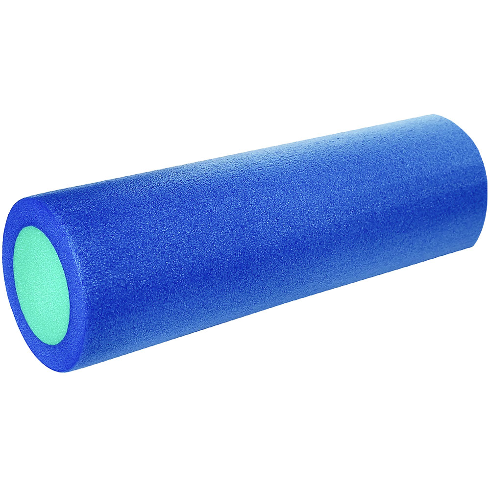PEF100-45-A Ролик для йоги полнотелый 2-х цветный (синий/зеленый) 45х15см