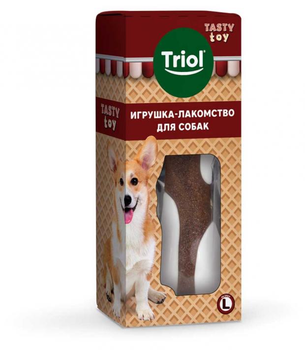 фото Жевательная игрушка для собак triol вкусная косточка, коричневый, 17,1 см