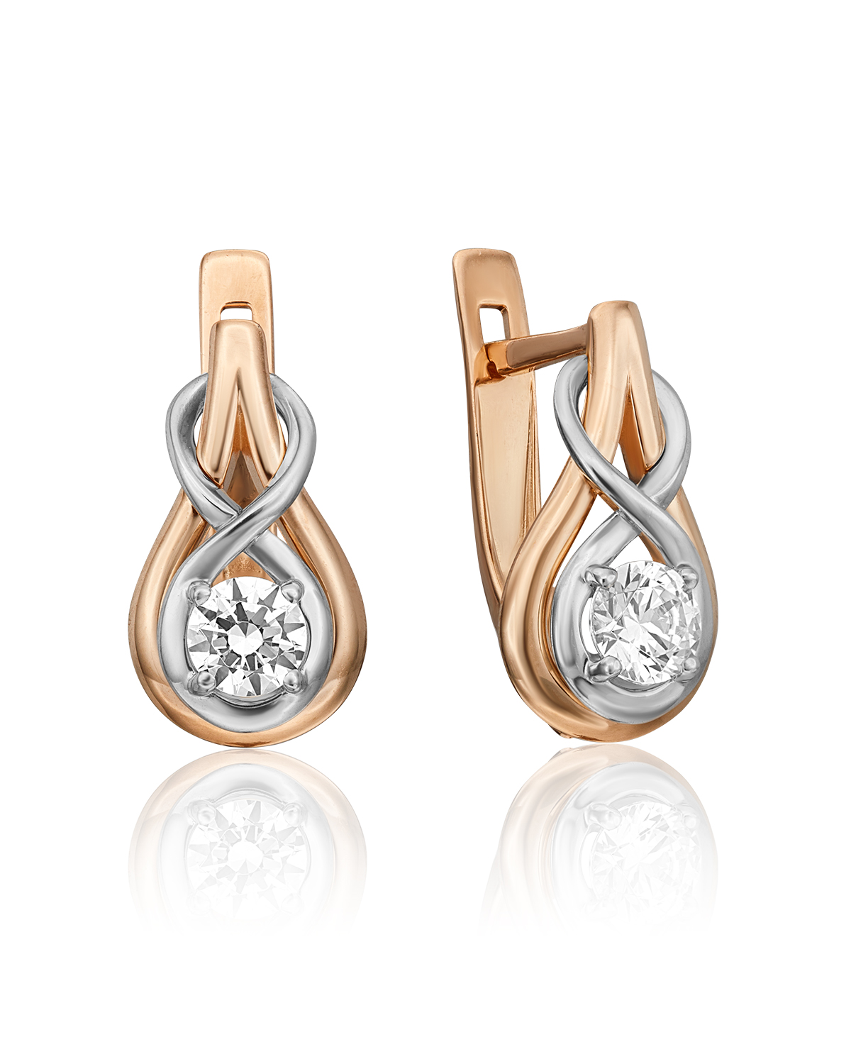 

Серьги из красного золота/белого золота PLATINA jewelry 02-4467-00, фианит, 02-4467-00