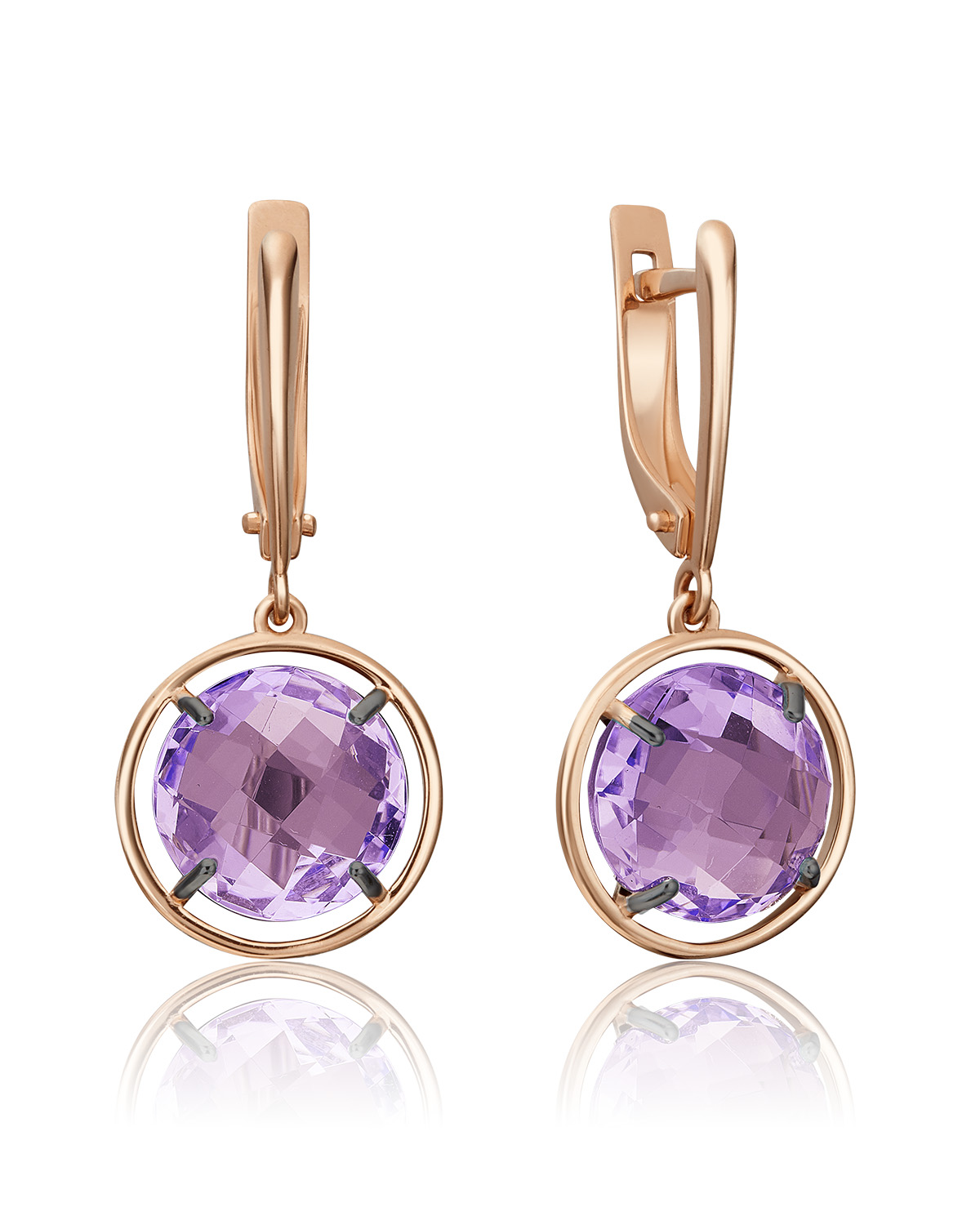 

Серьги подвески из красного золота PLATINA jewelry 02-4452-00, аметист, 02-4452-00