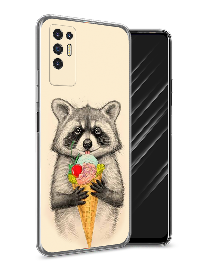 

Чехол Awog на Tecno Pova 2 "Енот с мороженым", Разноцветный, 300550-10