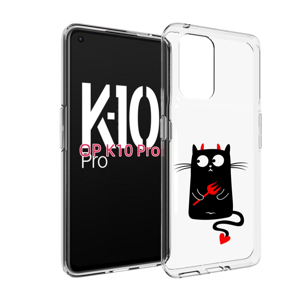 

Чехол MyPads Кот демон для OPPO K10 Pro, Прозрачный, Tocco