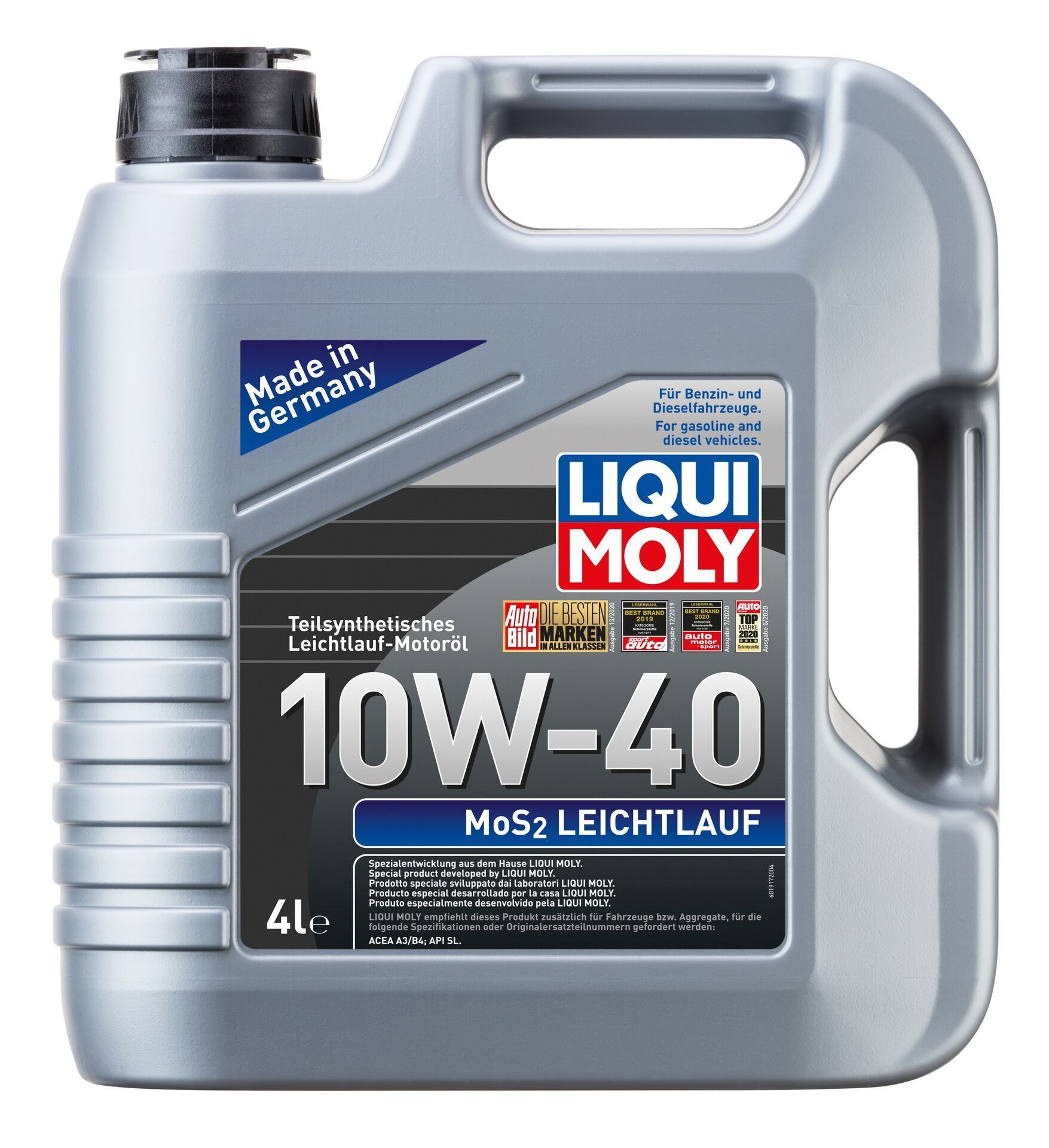 

Моторное масло Liqui Moly MoS2 Leichtlauf 10W40 4л, MoS2 Leichtlauf