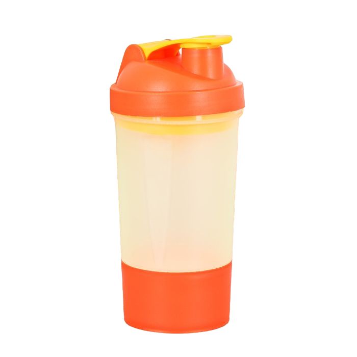Шейкер спортивный с чашей под протеин, бело-оранжевый, 500 мл
