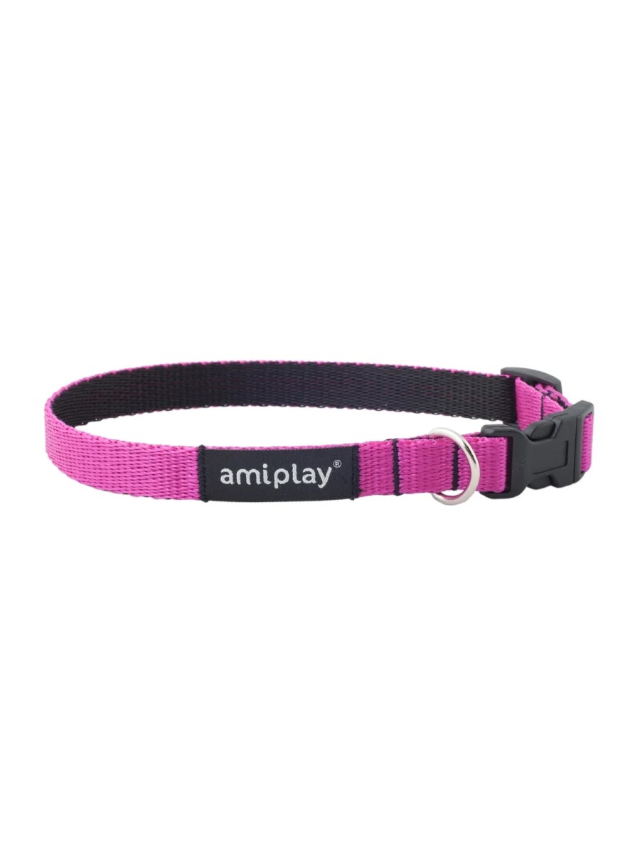 фото Ошейник для собак регулируемый amiplay twist m 25-40/1,5 см, розовый