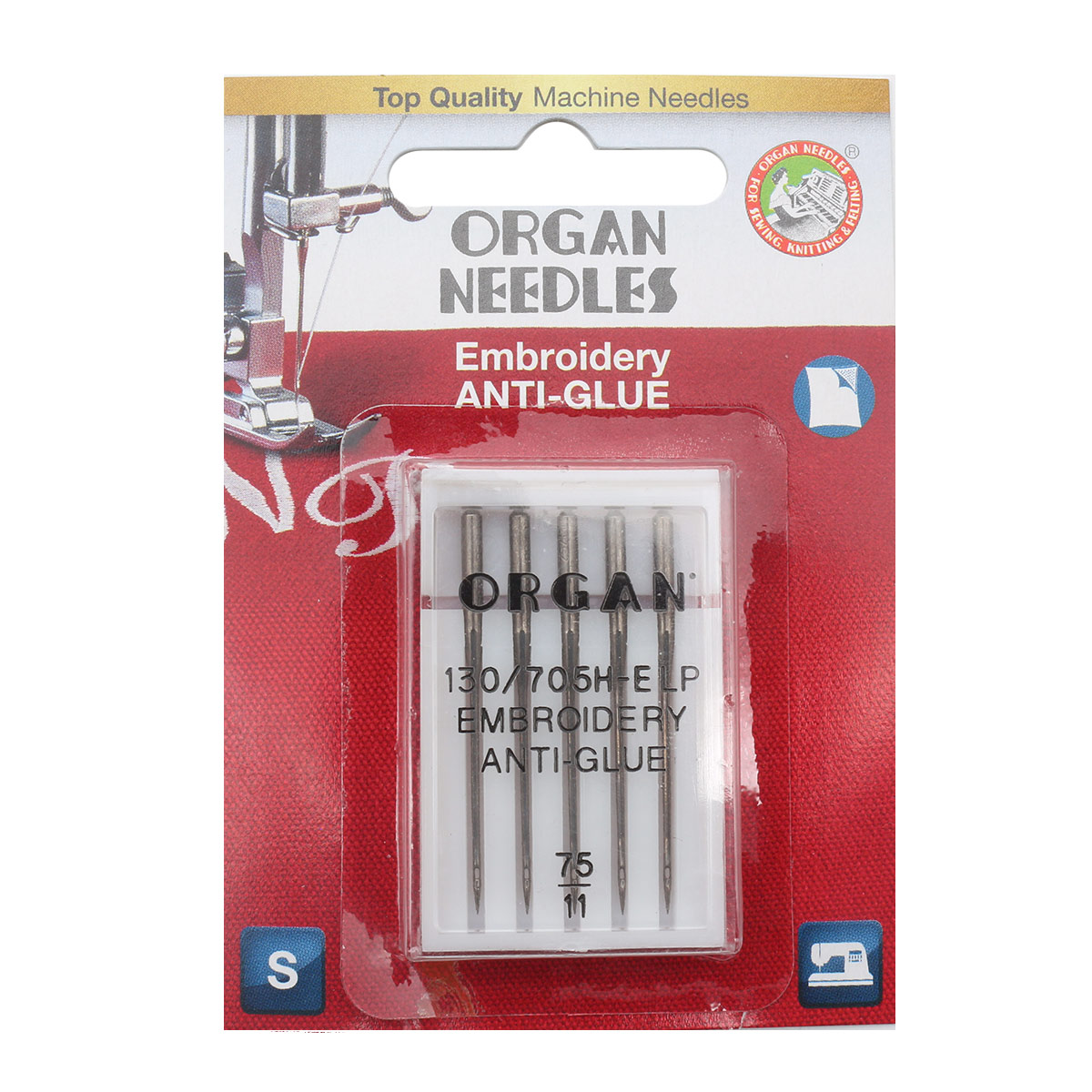 ORGAN иглы вышивальные Anti-Glue 5/75 Blister иглы organ вышивальные anti glue 5 75 blister
