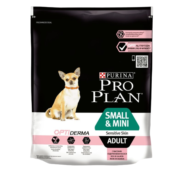 

Сухой корм для собак PRO PLAN Opti Derma, для малых пород, лосось, рис, 700 г