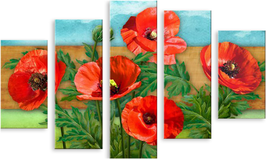 

Картина модульная на холсте Модулка Яркие маки 90x60 см, 3689
