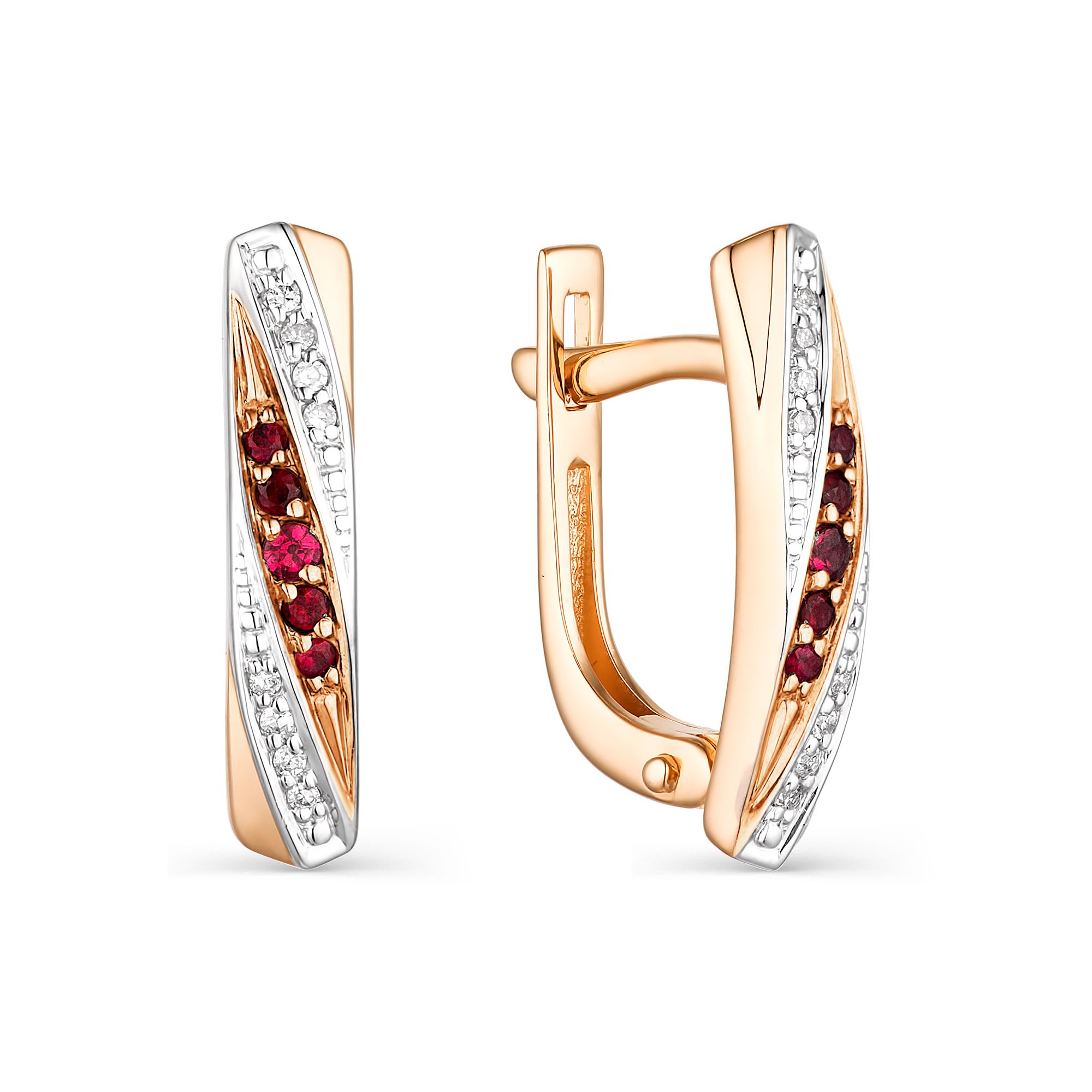 

Серьги из красного золота с рубином и бриллиантом АЛЬКОР 23784-103, 23784-103