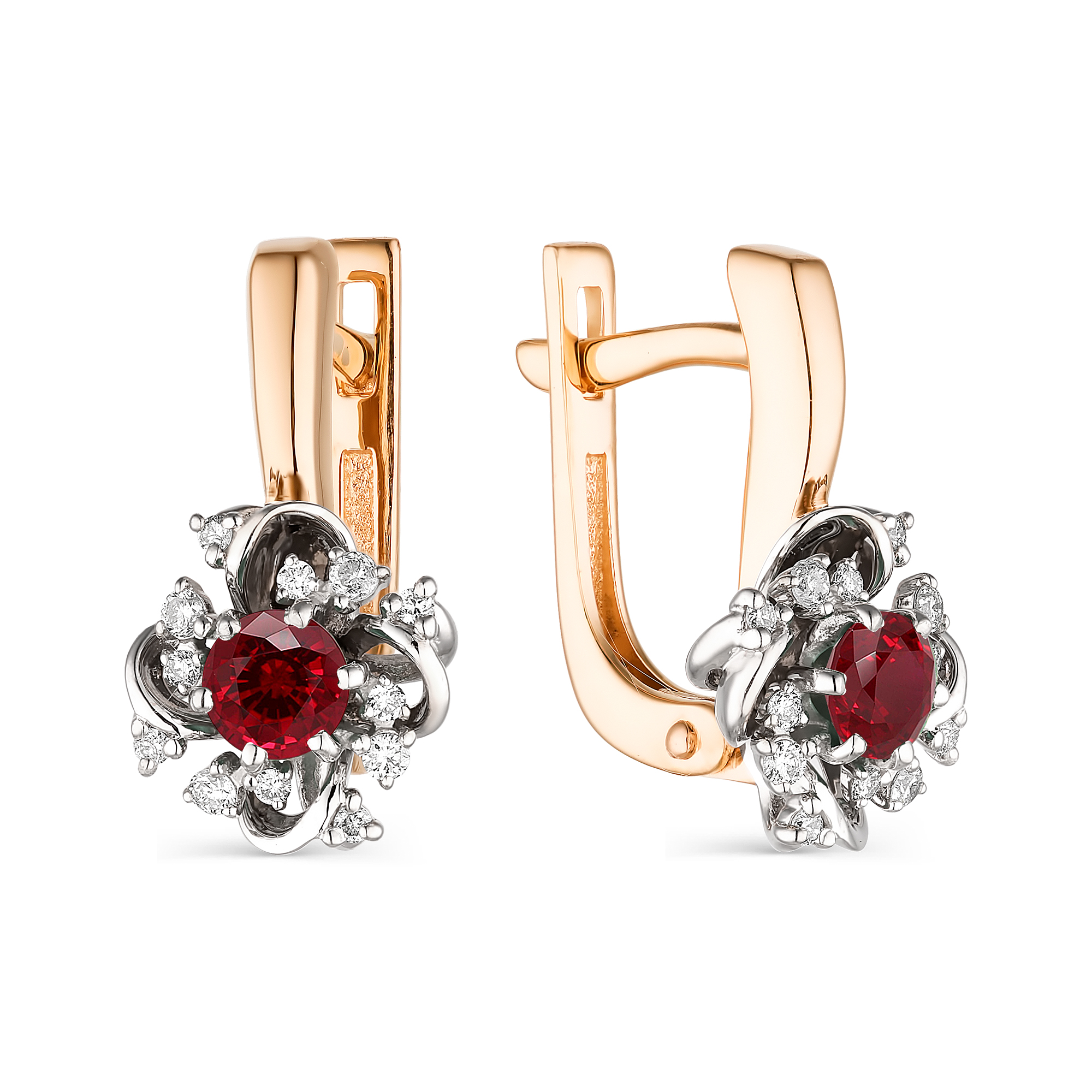 

Серьги из красного золота с рубином и бриллиантом АЛЬКОР 23543-103, 23543-103