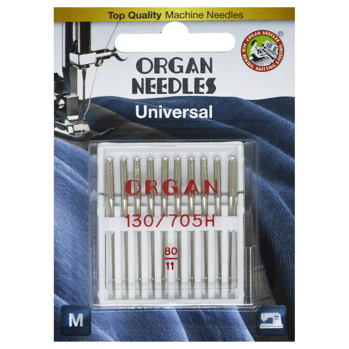 Иглы Organ универсальные 10/80 Blister иглы для бытовых швейных машин organ универсальные 90 ha 1 14 уп 5 игл мягкая уп
