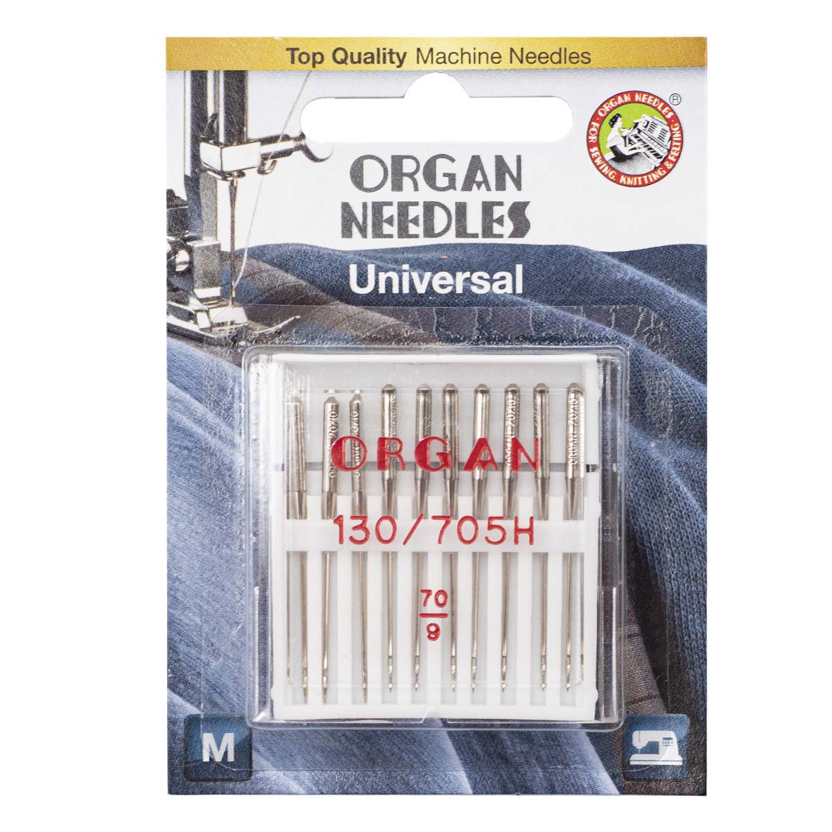 Иглы Organ универсальные 10/70 Blister иглы для бытовых швейных машин organ универсальные 90 ha 1 14 уп 5 игл мягкая уп