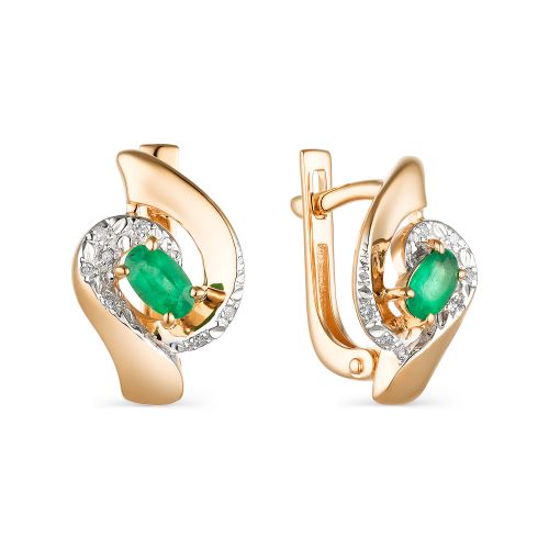 

Серьги из красного золота с изумрудом и бриллиантом АЛЬКОР 23610-101, 23610-101