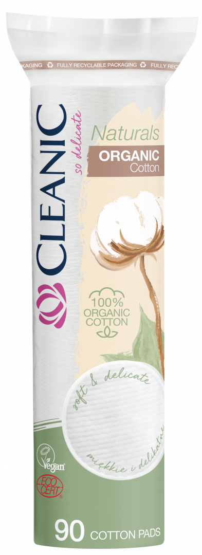 Ватные диски CLEANIC Naturals Organic Cotton п/э с веревочкой 90 шт cleanic ватные палочки naturals organic cotton картон 200