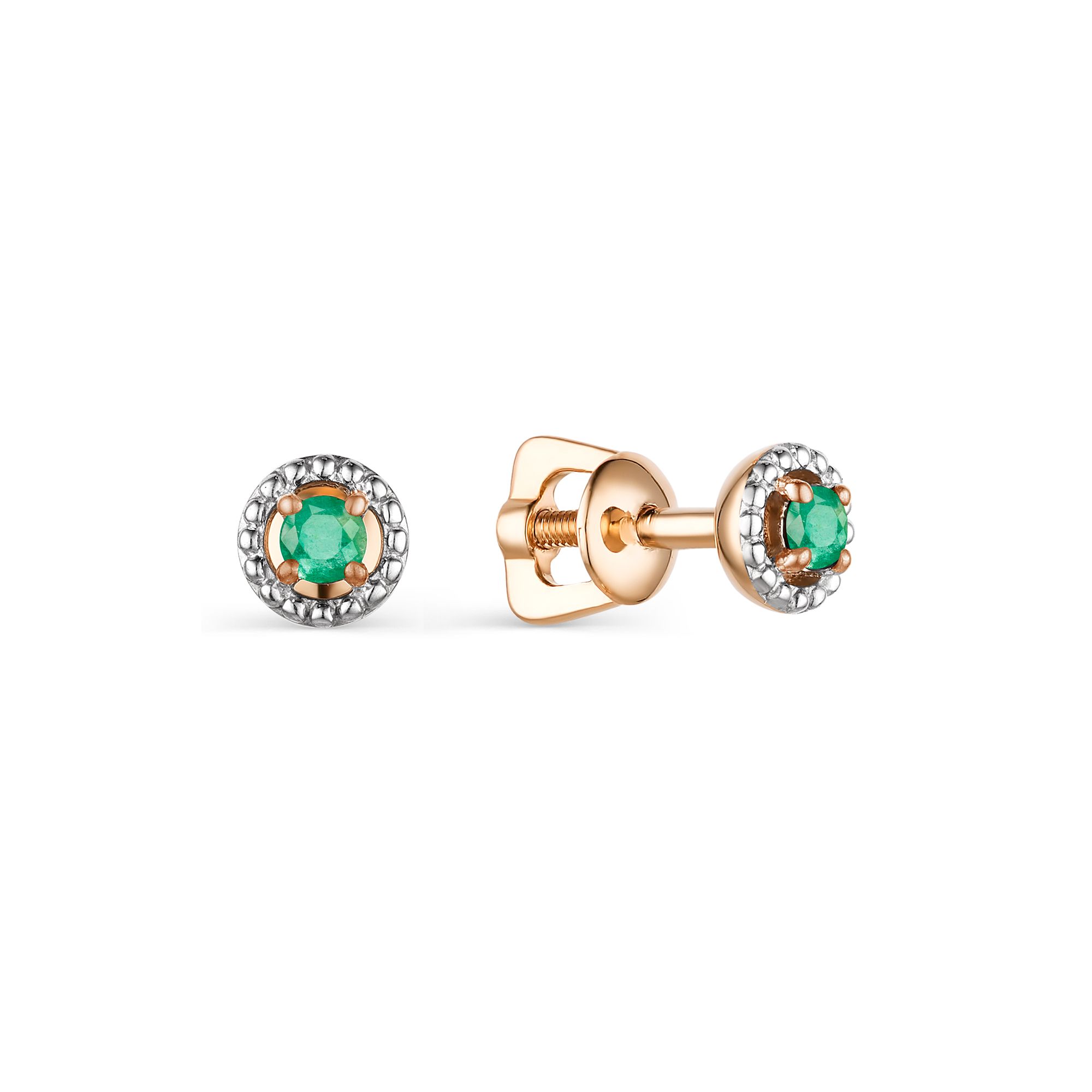 

Серьги-пусеты из красного золота с изумрудом АЛЬКОР 23829-101, 23829-101