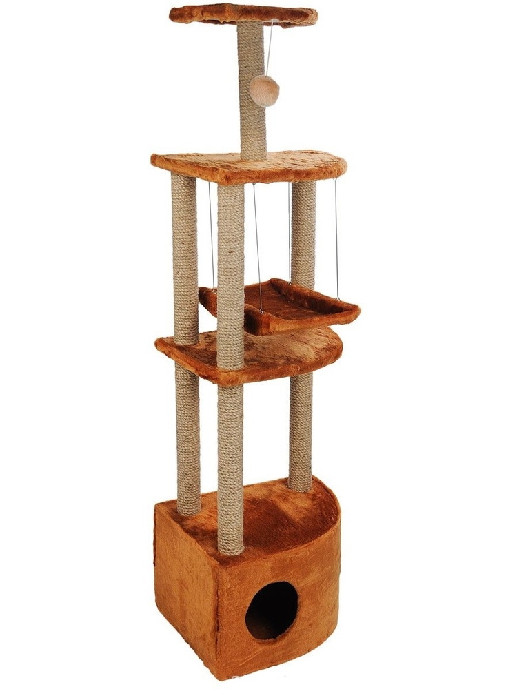 Домик для кошек Yami-Yami Небоскреб, коричневый, 36x49x170см