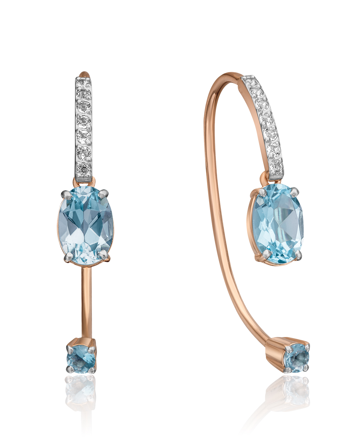 

Серьги джекеты из красного золота PLATINA jewelry 02-4365-00, топаз/топаз, 02-4365-00