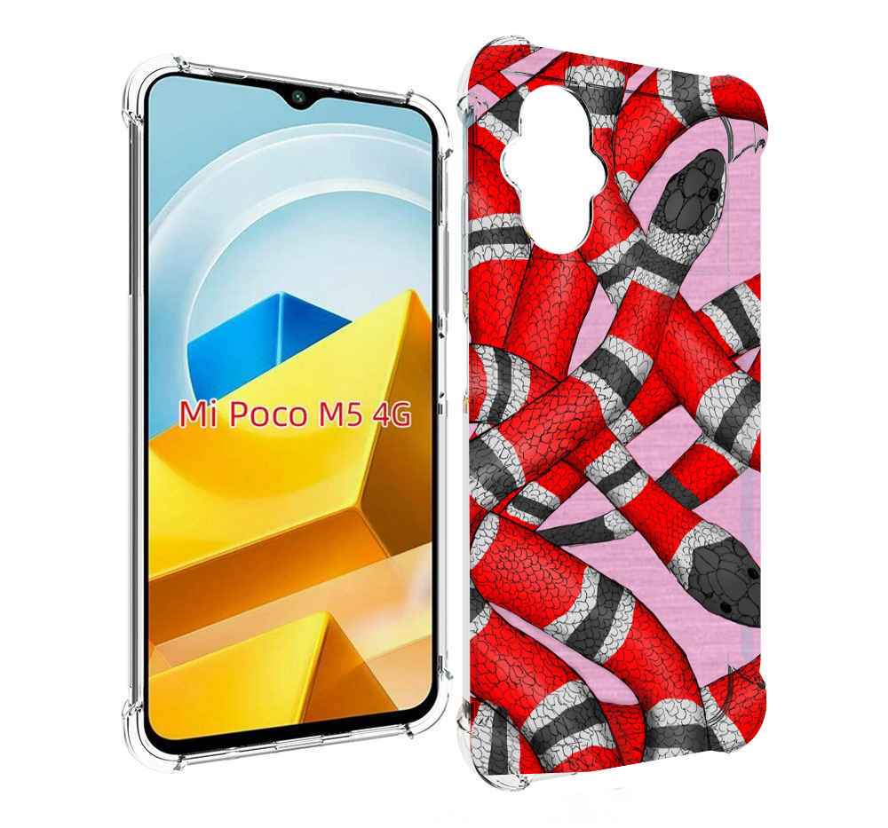 

Чехол Mypads Змея-Красно-Черно-Белый Для Poco M5 П, Прозрачный, Tocco